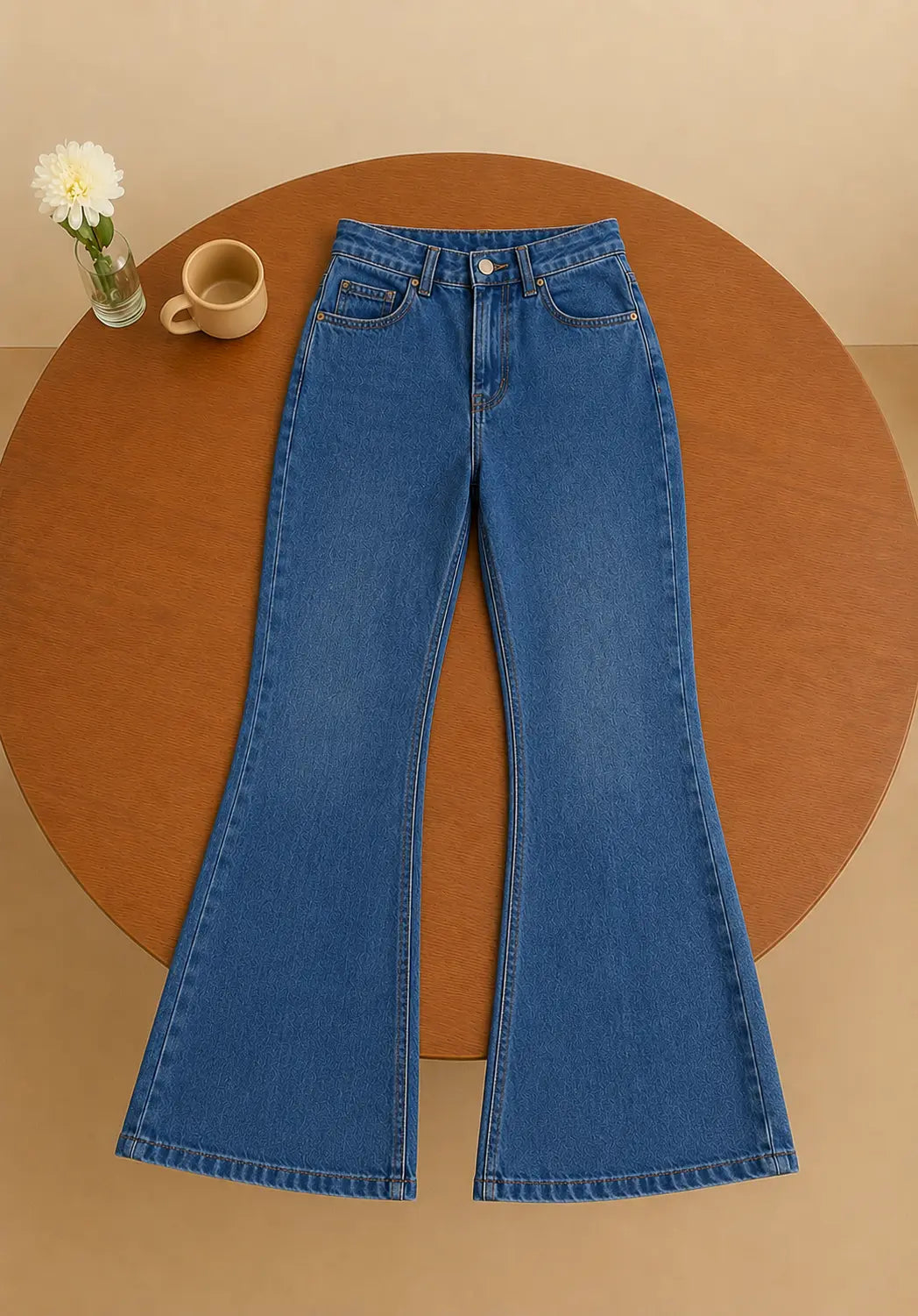 MID BLUE BELL BOTTOM JEANS