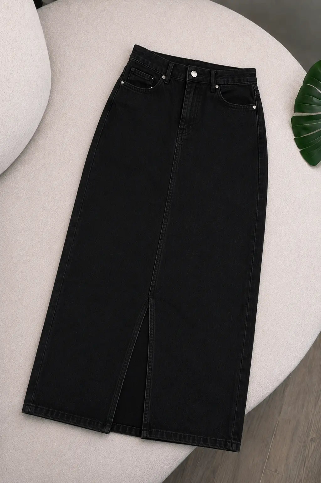 JET BLACK DENIM SKIRT