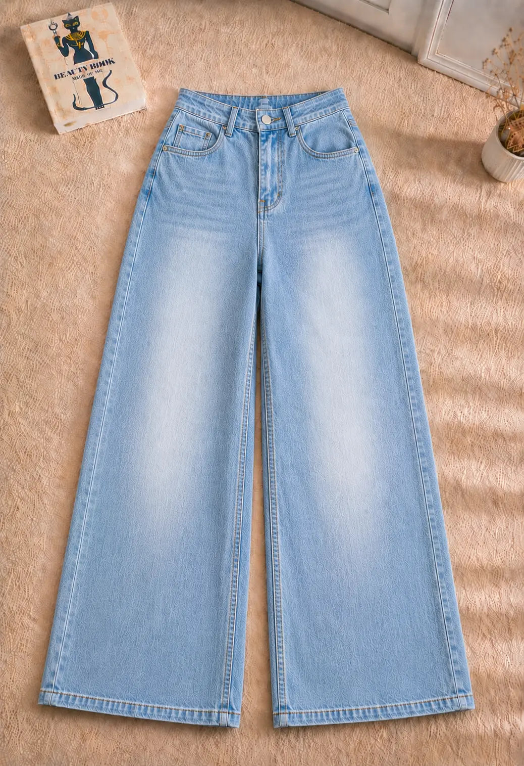 ICE BLUE FADED WIDE LEG BAGGY JEANS