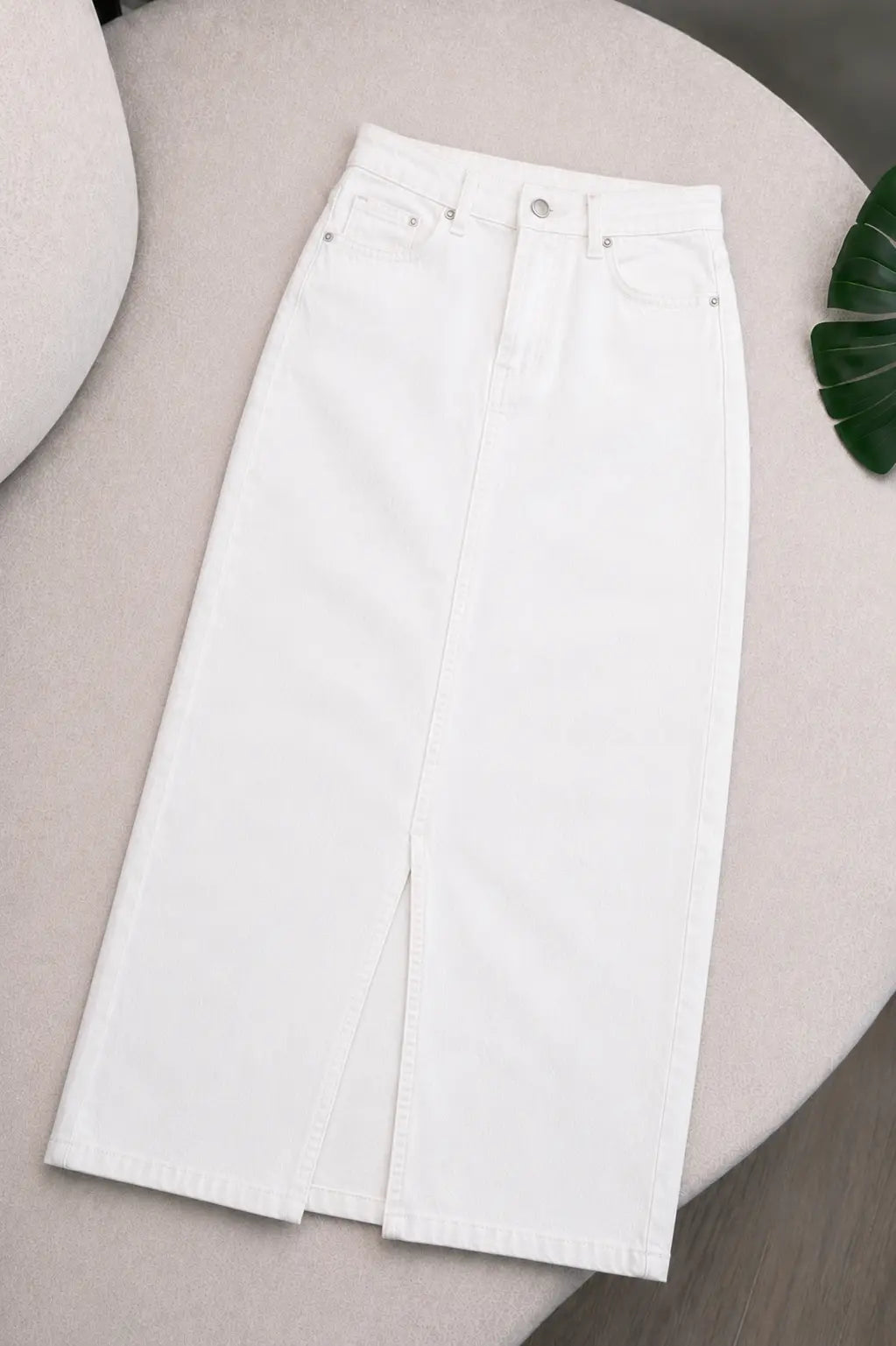 WHITE DENIM SKIRT
