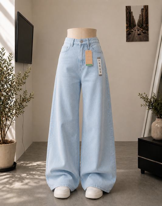 ICE BLUE WIDE LEG BAGGY JEANS