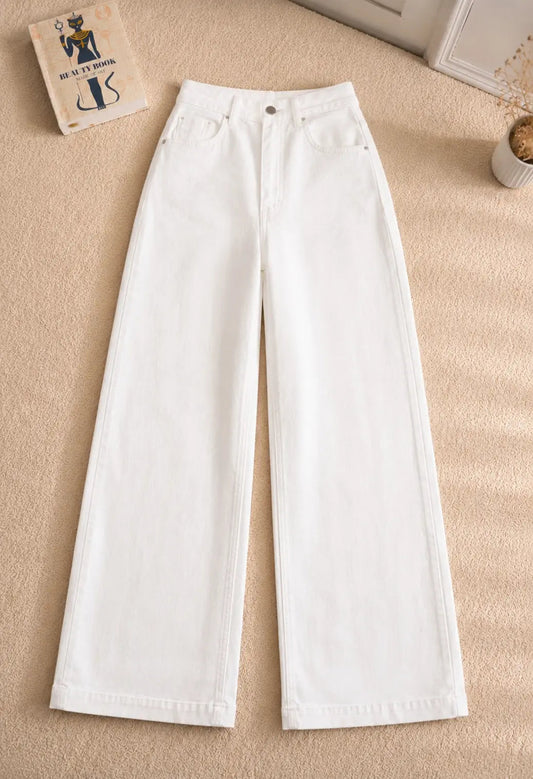 WHITE WIDE LEG BAGGY JEANS