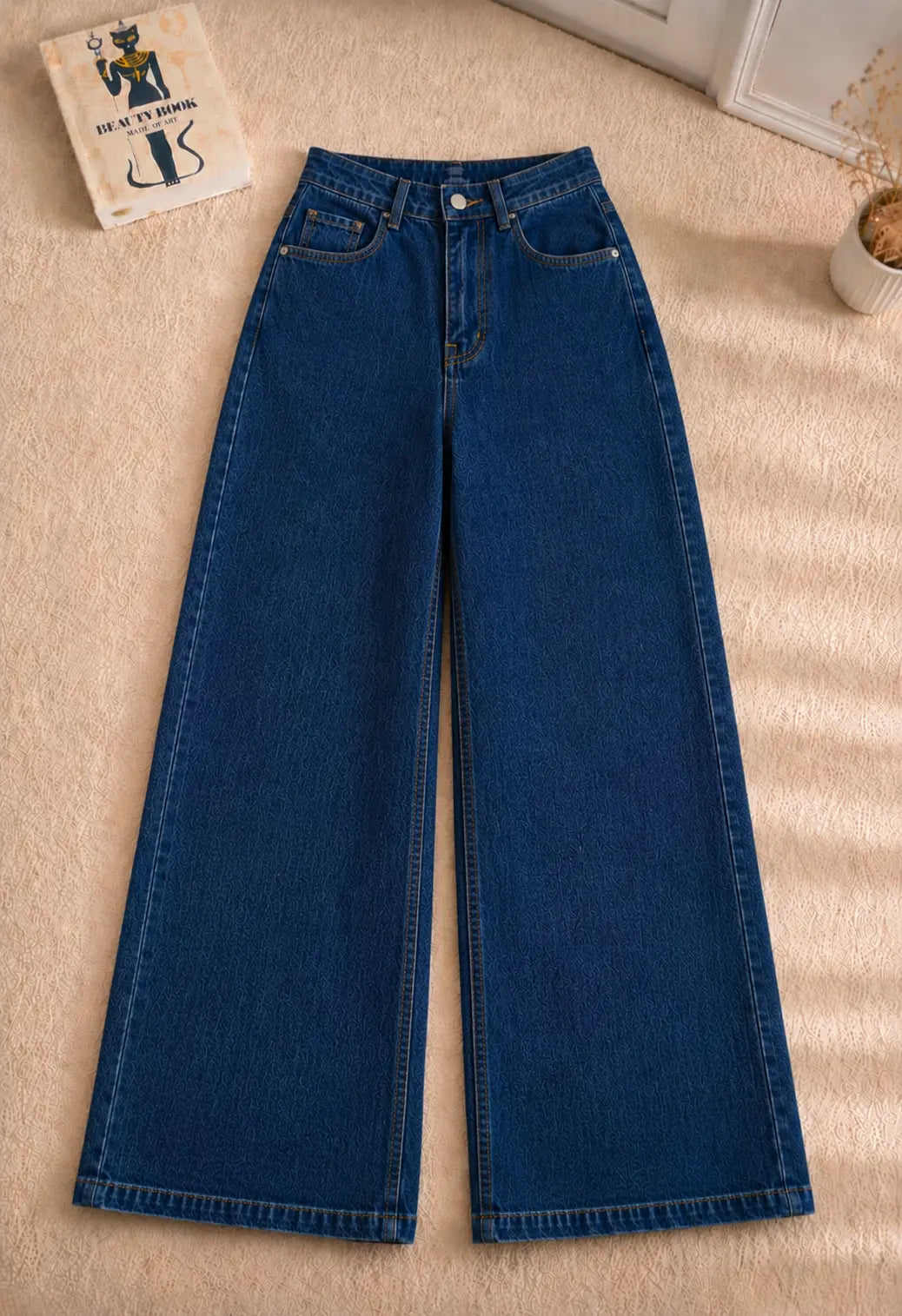 DARK BLUE WIDE LEG BAGGY JEANS