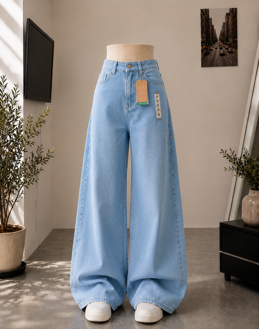 SKY BLUE WIDE LEG BAGGY JEANS