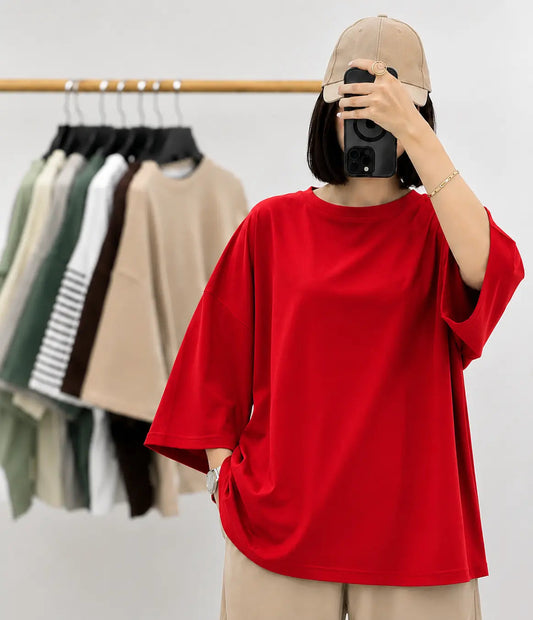 RED BAGGY DROP SHOULDER TEE